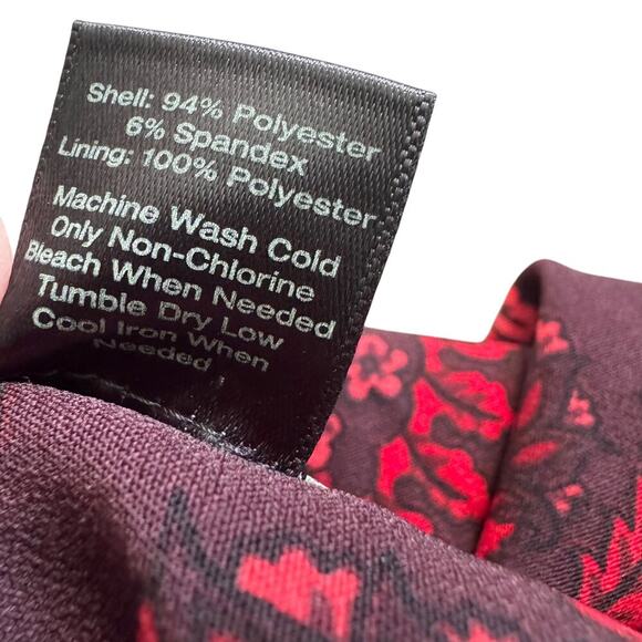 Ann Taylor Pencil Skirt Womens Sz 8 Red Damask Print Lined Professional Academia - Picture 4 of 8